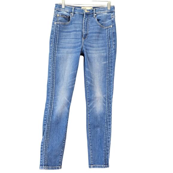 Garage Blue Jeans Stretch Skinny Y2K Pleats Stonewash Denim Women Size 9 Juniors - Picture 1 of 11